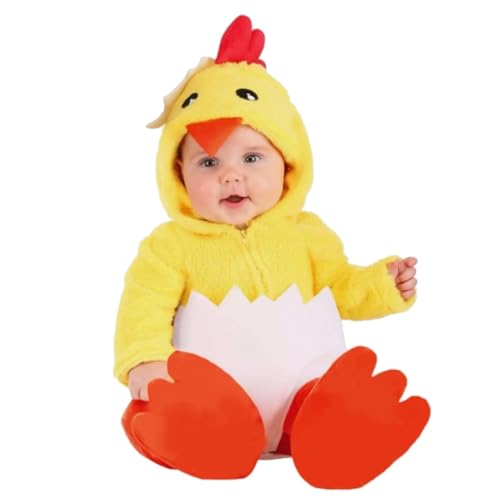 Buhygn Tier-Outfit für Kinder, Cartoon-Huhn Kostüm, weicher Plüschstoff, niedliches Design mit Kapuze, Gelb, für Urlaub, Fotos, Meetings von Buhygn