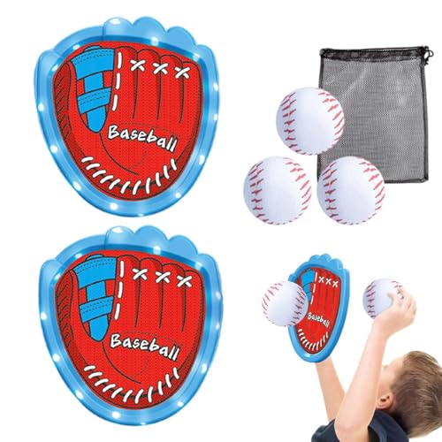 Catch-and-Throw Game Set, Bean Bag Toss and Catch Set, Throwing Game with Stickable Balls, Easy to Plays, Safe and Sturdy, 23x21cm, 2 Gloves / 3 Balls for Kids von Buhygn