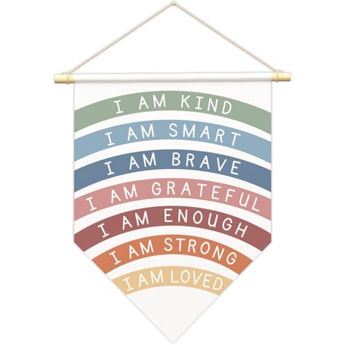 Positive Affirmations Wandkunst für Kinder, "I Am Enough", Regenbogen-inspirierende Klassenzimmer-Dekoration, "I Am Kind Smart Brave Loved Kinderzimmer-Banner, Schlafzimmer-B06 Positive Affirmations Wandkunst für Kinder, "I Am Enough", Regenbogen-inspirierende Klassenzimmer-Dekoration, "I Am Kind Smart Brave Loved Kinderzimmer-Banner, Schlafzimmer-B06 von Buildinest