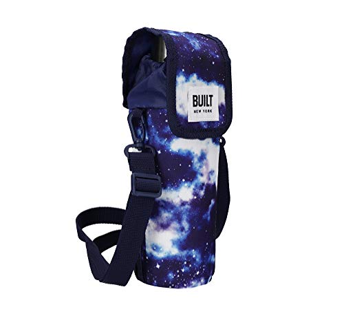 BUILT Isolierte Flaschentasche mit Schultergurt & 'Galaxy', 100% Polyester mit lebensmittelsicherer PEVA-Innenbeschichtung, Mehrfarbig, 9 x 11 x 25 cm von Built