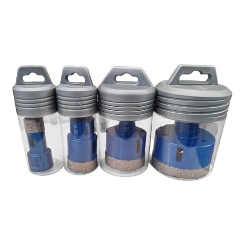 4 Stück Diamant-Lochbohrer Set – M14 Gewinde für Fliesen & Glas | Ø20/35/50/68mm | Für Winkelschleifer | Mit Späneabführungen | Alloy-Diamond Verbund (Blau) von Buithafu