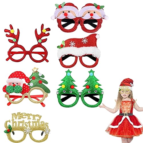 Bukezudang Weihnachtsbrillen, 6 Stück Weihnachtsbrille, Weihnachten Brille Rahmen, NeuheitWeihnachtsbrille, Glitzer Partybrillen Weihnachtsdekoration für Kinder und Erwachsene, 6 Stück Bukezudang Weihnachtsbrillen, 6 Stück Weihnachtsbrille, Weihnachten Brille Rahmen, NeuheitWeihnachtsbrille, Glitzer Partybrillen Weihnachtsdekoration für Kinder und Erwachsene, 6 Stück von Bukezudang