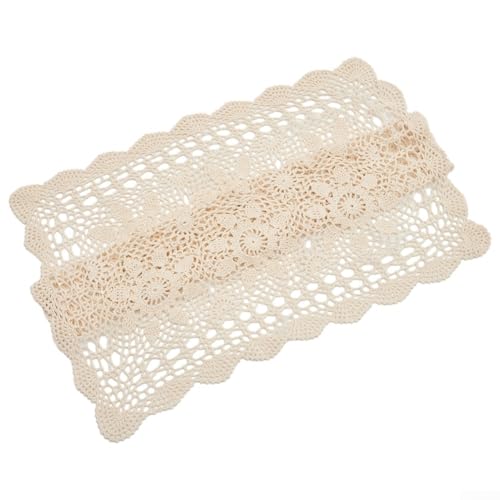 Bulevisiter Handgefertigte Vintage-Tischdecke aus Baumwolle, Spitze, quadratisch, gehäkelt, Blumenmuster, für Esszimmer, Zuhause, Küche, Restaurant, 40 cm/60 cm, Weiß / Beige (60 x 60 cm, Beige) von Bulevisiter