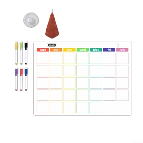 Bulevisiter Magnetischer Wochenplaner für den Kühlschrank, löschbarer PVC-Kalender mit Markern, Radiergummi und Saugnapf, 30,5 x 40,6 cm, rollbares Nachrichtenbrett (C) von Bulevisiter