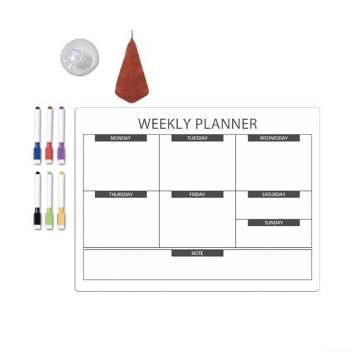Bulevisiter Magnetischer Wochenplaner für den Kühlschrank, löschbarer PVC-Kalender mit Markern, Radiergummi und Saugnapf, 30,5 x 40,6 cm, rollbares Nachrichtenbrett (D) von Bulevisiter