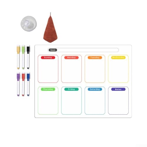 Bulevisiter Magnetischer Wochenplaner für den Kühlschrank – löschbarer PVC-Kalender mit Markern, Radiergummi und Saugnapf – 30,5 x 40,6 cm, rollbares Nachrichtenbrett (B) von Bulevisiter