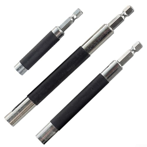 Bulevisiter Professionelles magnetisches Bohrerverlängerungs-Set, Karbonstahl, Führungshülsen-Bithalter mit Verriegelungsmechanismus für Schlagschrauber, Werkstattwerkzeuge, 1/4 Zoll (3 Stück) von Bulevisiter