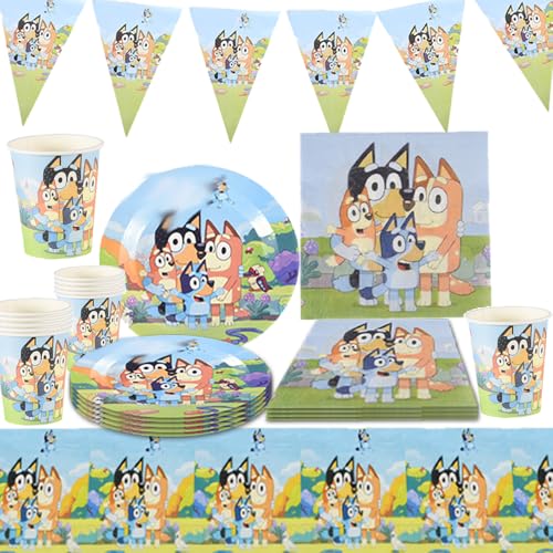 51 Stück Geburtstagsdekoration, Partyzubehör, Geschirr für Geburtstagsfeiern, Servietten, Tischdecken, Teller, Tassen, Banner, geeignet für 10 Personen 51 Stück Geburtstagsdekoration, Partyzubehör, Geschirr für Geburtstagsfeiern, Servietten, Tischdecken, Teller, Tassen, Banner, geeignet für 10 Personen von Buleyupaidui