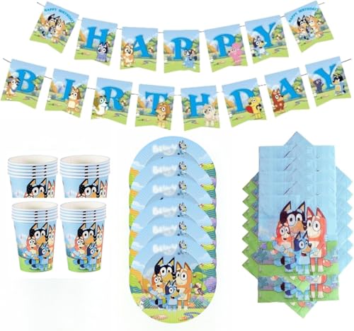 51 Teile Cartoon Party Set mit Banner "Alles Gute zum Geburtstag" Pappteller, Partybecher, Servietten und bunte Luftballons - perfekt für Geburtstagsfeiern z von Buleyupaidui