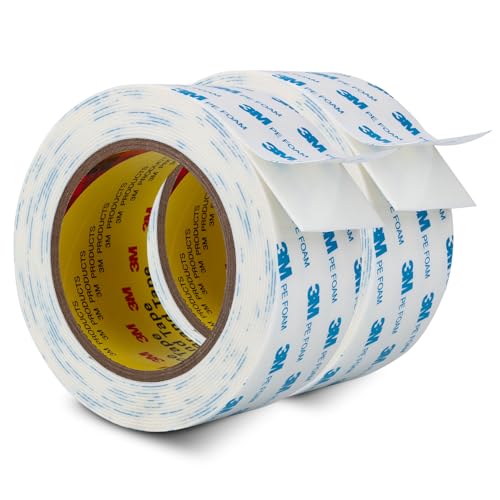 3M Doppelseitiges Klebeband 1600T Extra Stark PE Schaum Klebebänder 50mm × 5m 2 Rollen 1.1mm Dick Stoffband Strapazierfähig Wasserfest für Innen Außenbereich DIY Befestigung von Gegenständen Bildern von Bulina