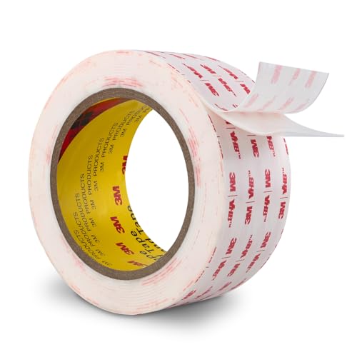 3M Doppelseitiges Klebeband Montageband 50mm x 4.7m Weiß 1 Rollen 1.1mm dick 4950 Schaumstoffband Schwerlast Wasserdichtes für Auto Dekoration Heim Büro von Bulina