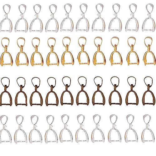 40 Stück Metall-Anhänger Verbindungsstücke für Halsketten, Klemmbügel für die Schmuckherstellung, Metall Charm-Verschluss Anhänger Pinch Bügel Clip, Silberne Pinch für DIY, 20 mm, Messing von Bull Tiger Prestige