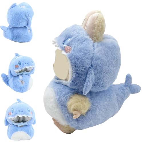 17cm Mini Plüsch Bekleidung Kleidung Outfits 2 Stück Blau Puppen Hai-Kostüm Große Puppenkleidung, Cute Abnehmbarer Puppe Plüsch Hut und Kawaii Blau Monster Puppenkleidung (Ohne Puppe) von Bull Tiger Prestige
