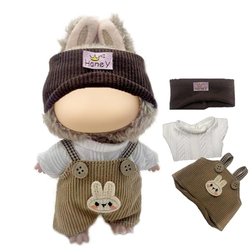 17cm Plüsch Puppenkleidung Set, 3 Stück Puppe Kleidung, Cool T-Shirt, Overall, Strickmütze Kompatibel mit Monster Mini Plüschpuppe, Poupée Kuschelanzug Zubehör (Ohne Puppe), Khaki 17cm Plüsch Puppenkleidung Set, 3 Stück Puppe Kleidung, Cool T-Shirt, Overall, Strickmütze Kompatibel mit Monster Mini Plüschpuppe, Poupée Kuschelanzug Zubehör (Ohne Puppe), Khaki von Bull Tiger Prestige