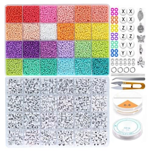 Bumiva 24 Gitter Bemalte Perlen Glasperlen Reine Farbe Streuperlen Set DIY Schmuckzubehör Bumiva 24 Gitter Bemalte Perlen Glasperlen Reine Farbe Streuperlen Set DIY Schmuckzubehör von Bumiva