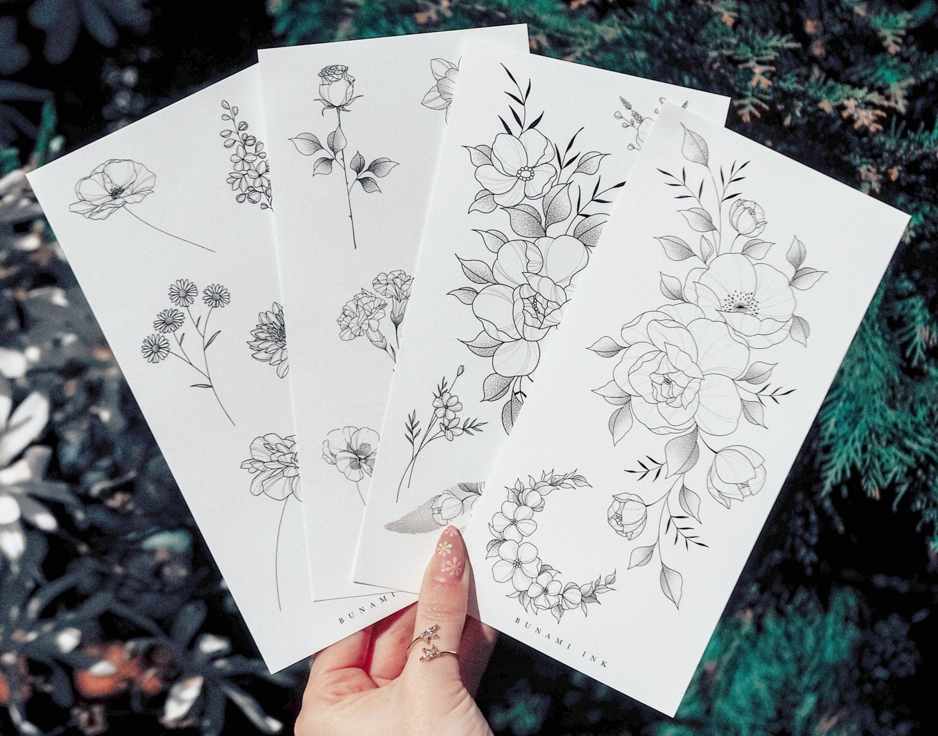 Temporäre Tattoos Botanical Set | 4× von BunamiInk