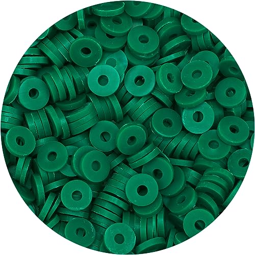 Bundooraking - 2000 Stück dunkelgrüne Tonperlen (6 mm), Tonperlen zur Schmuckherstellung, Heishi-Perlen, Tonperlen für Armbänder, Halsketten, Ohrringe, Zubehör zum Basteln. von Bundooraking