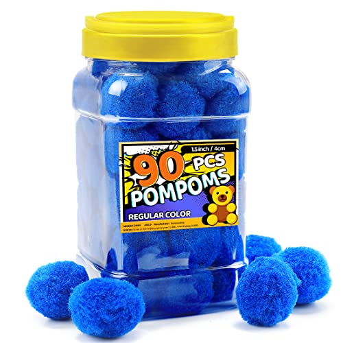Bundooraking Pompons, 4 cm, 90 Stück, blau, zum Basteln von Bundooraking