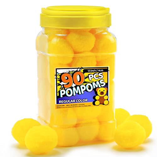 Bundooraking Pompons, 4 cm, 90 Stück gelbe Pompons, Pompons zum Basteln. von Bundooraking