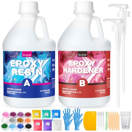 Epoxidharz Set 3788ml Profi Großpackung Kristallklar, 1:1 nach Volumen, Transparent Epoxidharz mit,Blasenfrei Für Flusstische, Bartheken & große Kunstprojekte von Bundviel