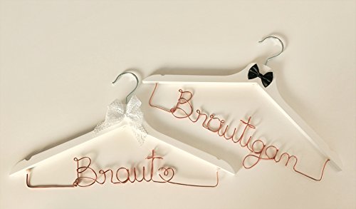 Kleiderbügel-Set aus Draht Braut & Bräutigam perfekt für Ihre Hochzeit, Braut, Bräutigam, Bügel, Hochzeit (kupfer) von Buntermix