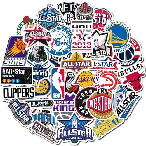 NBA – US Basketball – Vinyl-Finish gestanzte Aufkleber für Laptops Handys Handyhülle Konsolen Wände Gepäck Hülle Bücher (50 Aufkleber) von Buosha