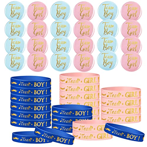 DOMINICK PLATEYTR Geschlecht Verkünden Party Set – 48 Stück Geschlecht Verkünden Spiel Set - Perfekt für Junge oder Mädchen Dekorationen(Blau, Rosa) von DOMINICK