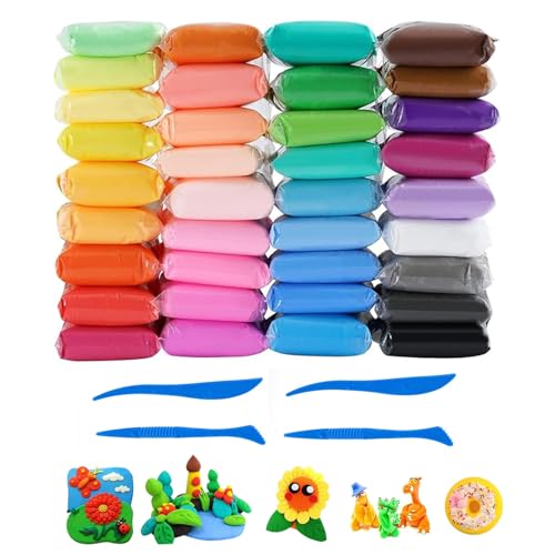 XZEIT Air Dry Clay, Polymer Clay, 36 Farben, Modelliermasse Set, Lufttrockener Magischer Knete für, ultraleichtes, lufttrocknendes Modelliermasse-Set mit Werkzeugen XZEIT Air Dry Clay, Polymer Clay, 36 Farben, Modelliermasse Set, Lufttrockener Magischer Knete für, ultraleichtes, lufttrocknendes Modelliermasse-Set mit Werkzeugen von Buosha