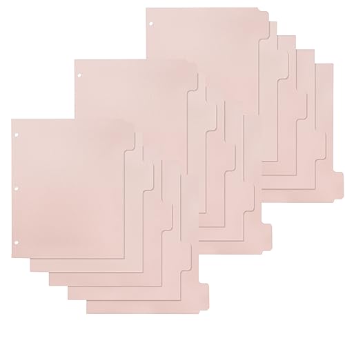 Buqoo 3-Ringbuch Kunststoff Trennblätter Set Hellrosa 5-Tab Trennblätter Blattschutz Trennblätter Seitenbinder einführbare Index-Trennblätter 3 Löcher Stanzabschnitt Index-Trennblätter für Briefformat von Buqoo