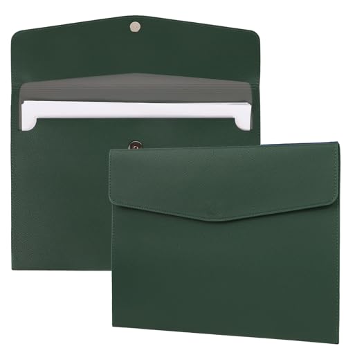 Premium Dokumententasche aus Leder, Dunkelgrün, A4-Größe, professionelle Business-Mappfolio-Tasche (Dunkelgrün, A4) von Buqoo