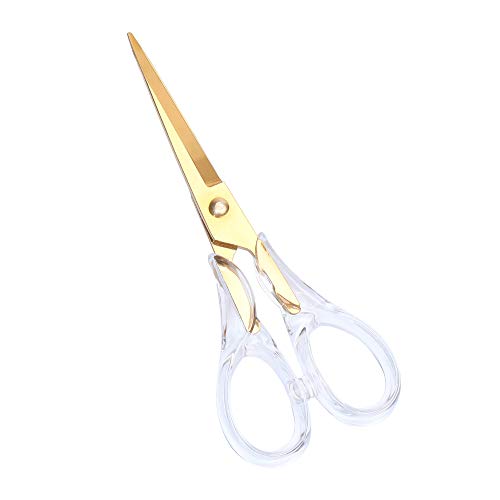 Stylische Acryl-Schere, goldfarben, Mehrzweck-Schere, Edelstahl, 16,3 cm, Büro-Schere, Schreibwaren zum Schneiden, robuste Lederkunst, Stoff-Handwerksschere (Gold) von Buqoo