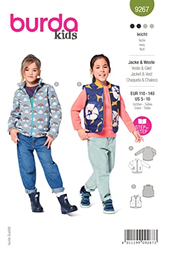 Burda 9267 Schnittmuster Jacke und Weste (Kids, Gr. 110-140) Level 2 leicht von Burda