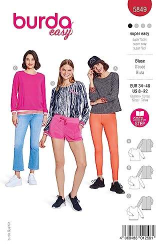 Burda Schnittmuster, 5849, Bluse [Damen, Gr. 34-48] Level 1 super easy von burdastyle