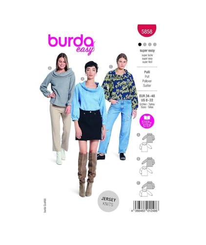 Burda Schnittmuster, 5858, Pulli [Damen, Gr. 34-48], Level 1 super easy von Burda Style