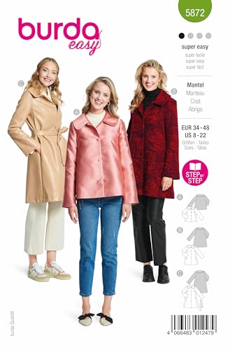 Burda Schnittmuster, 5872, Mantel [Damen, Gr. 34-48], Level 1 super easy von burdastyle