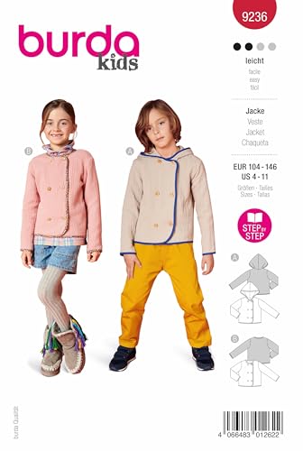 Burda Schnittmuster, 9236, Jacke [Kinder, Gr. 104-146 ], Level 2 leicht von burdastyle