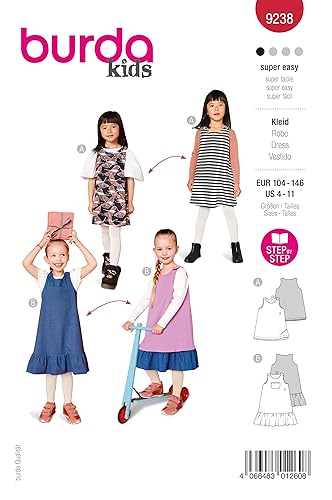 Burda Schnittmuster, 9238, Kleid [Kinder, Gr. 104-146], Level 1 super easy von Burda Style