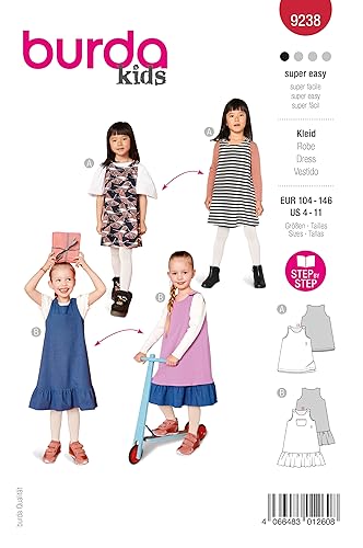 Burda Schnittmuster, 9238, Kleid [Kinder, Gr. 104-146], Level 1 super easy von burdastyle