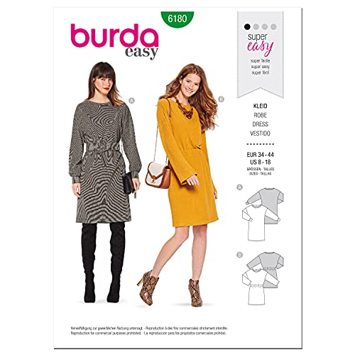 Burda Style X06180BURDA DRESS Schnittmuster-Set, mehrfarbig von Burda