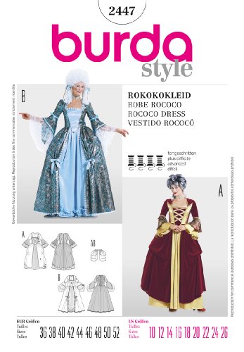 BURDA 2447 Marie Antoinette Rococo Dress HISTORICAL (SIZE 10-26) SEWING PATTERN by Burda von Burda