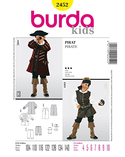 burdastyle Burda 2452 Schnittmuster KostŸm Fasching Karneval Pirat (Kids, Gr, 104-140) Level 3 mittel von Burda