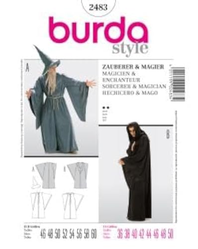 Burda Style Schnittmuster #2483 Herren Kostüm Fasching Karneval Zauberer & Magier Gr. 46-60 – Nählevel 2 leicht von burda style