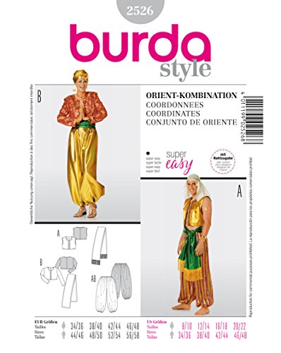 Burda 2526 Schnittmuster Kostüm Fasching Karneval Orient (Damen, Gr. 44-58) – Level 1 super Easy von Burda