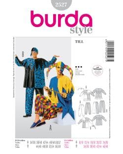 Burda 2527 Schnittmuster Kostüm Fasching Karneval Till Eulenspiegel Harlekin (Damen & Herren, Gr. 34-52) – Level 3 mittel von Burda