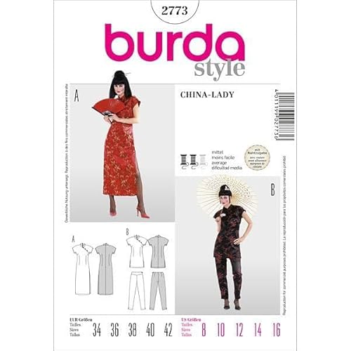 Burda 2773 Schnittmuster Kostüm Fasching Karneval Asien Zweiteiler (Damen, Gr. 34-42) – Level 3 mittel von Burda