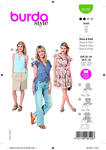 Burda 6122 Schnittmuster Bluse und Kleid (Damen, Gr. 34-44) Level 2 leicht von Burda Style