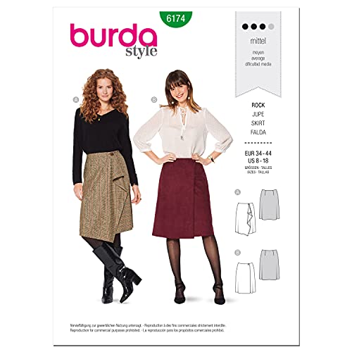 Burda 6174 Schnittmuster Rock (Damen, Gr. 34-44) Level 3 mittel von Burda