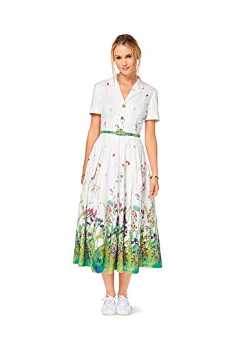 Burda 6520 Schnittmuster Kleid im Hemdblusenstil mit Faltenrock (Damen, Gr. 34-46) Level 3 mittel von Burda