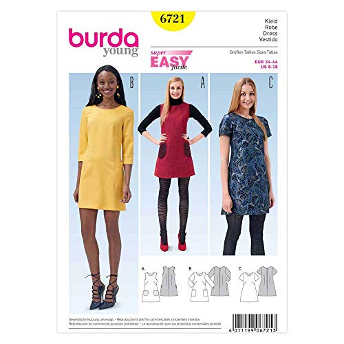Burda 6721 Schnittmuster Träger-Kleid ausgestellt (Damen, Gr. 34-44 EU) Level 1 super easy von Burda