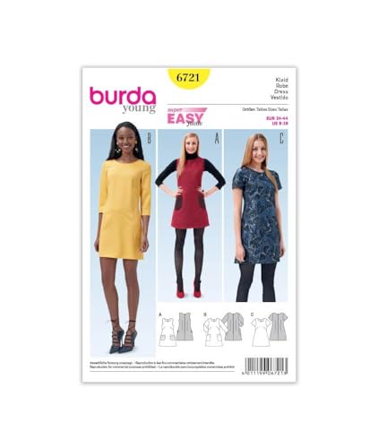 Burda 6721 Schnittmuster Träger-Kleid ausgestellt (Damen, Gr. 34-44 EU) Level 1 super easy von Burda